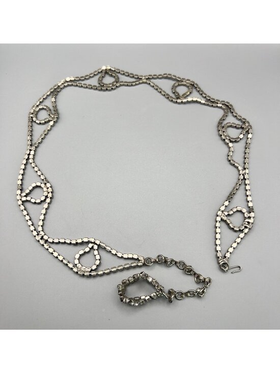 Vintage JULIANA D&E Clear Rhinestone Chain Belt main image 10